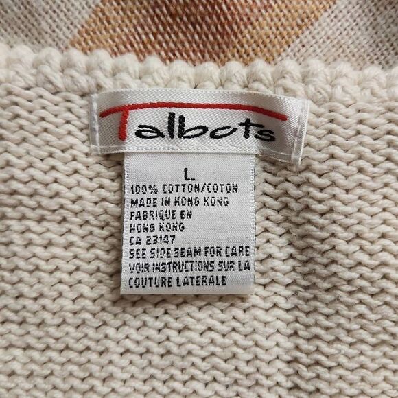 Cotton Cream Minimalist 90s Sweatervest Button Front by Talbot Size Large L vint - Picture 7 of 7